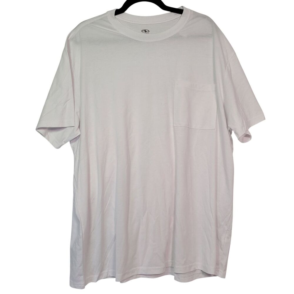 Athletic Works Men's White Pocket Crewneck T-Shirt Short Sleeve Casual Size 2XL